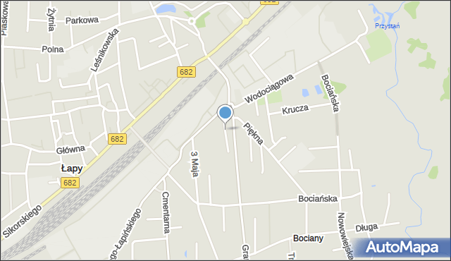 Łapy, Jaskółcza, mapa Łapy