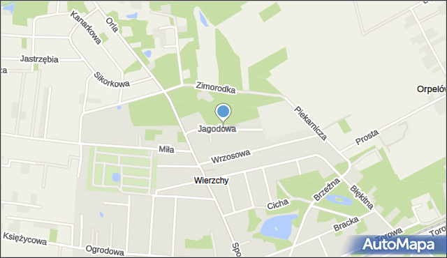 Łask, Jagodowa, mapa Łask