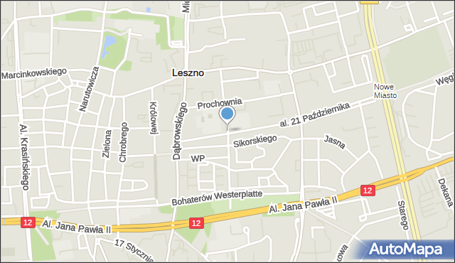 Leszno, Jagiellońska, mapa Leszno