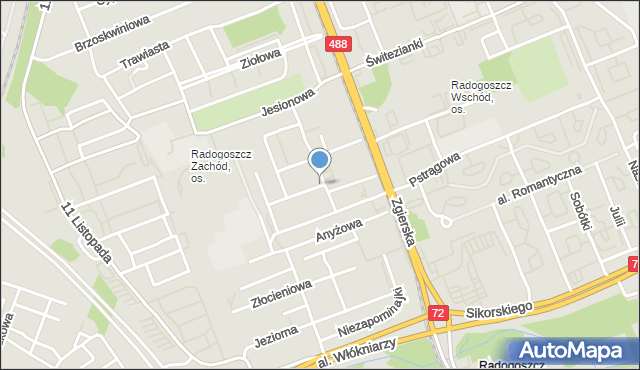 Łódź, Jagiellońska, mapa Łodzi