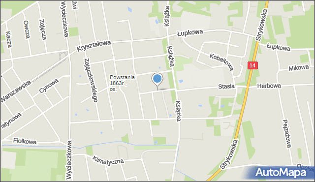 Łódź, Jakubowicza Wojciecha, ks., mapa Łodzi