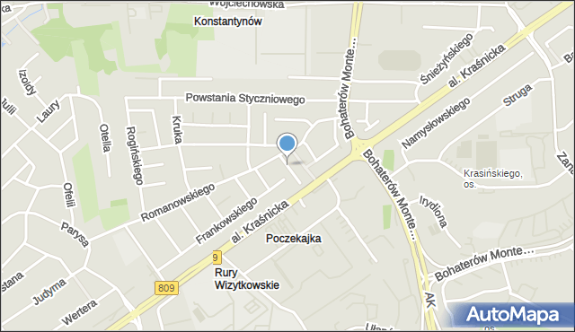 Lublin, Jankowskiego Józefa, mapa Lublina