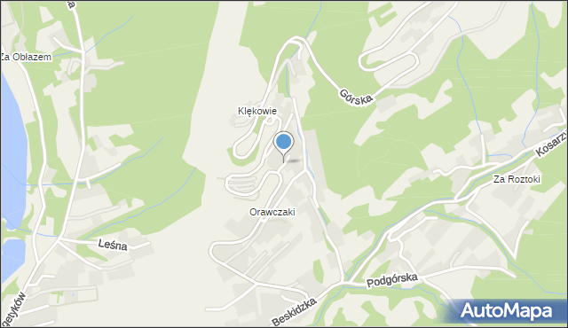Międzybrodzie Żywieckie, Jasna, mapa Międzybrodzie Żywieckie
