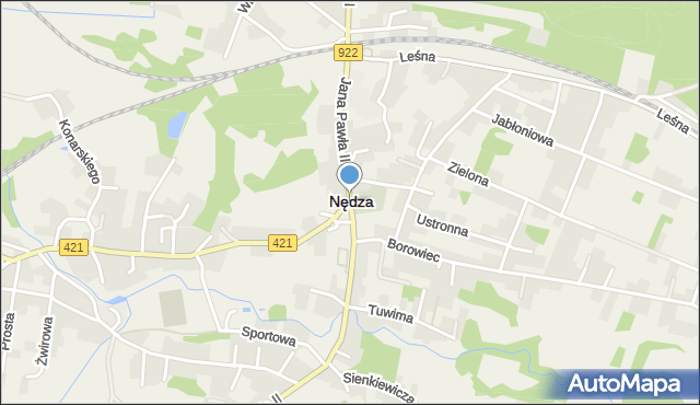 Nędza powiat raciborski, Jana Pawła II, mapa Nędza powiat raciborski