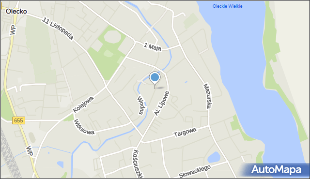 Olecko, Jagiellońska, mapa Olecko