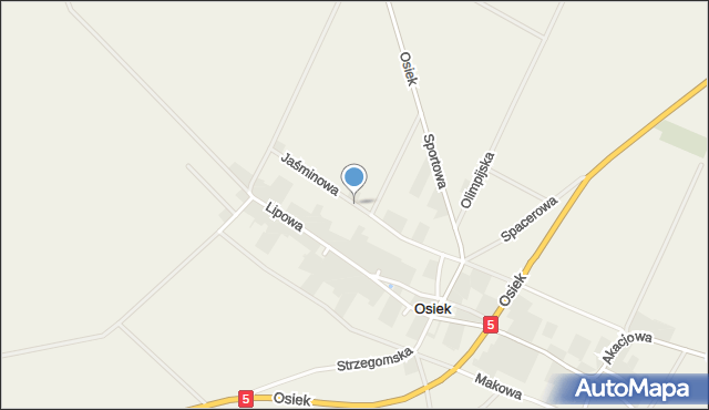 Osiek gmina Kostomłoty, Jaśminowa, mapa Osiek gmina Kostomłoty