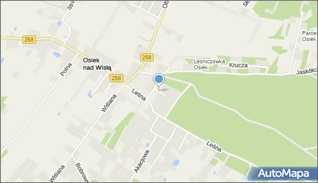 Osiek nad Wisłą, Jarzębinowa, mapa Osiek nad Wisłą