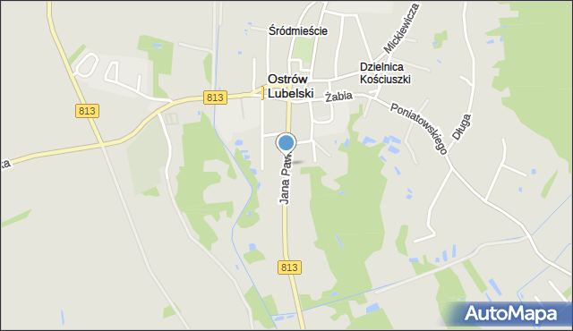 Ostrów Lubelski, Jana Pawła II, mapa Ostrów Lubelski