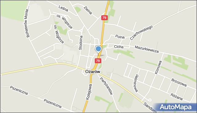 Ożarów powiat opatowski, Jana Pawła II, mapa Ożarów powiat opatowski