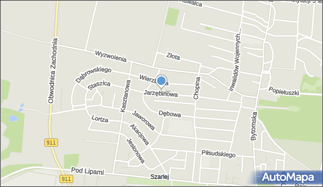 Piekary Śląskie, Jarzębinowa, mapa Piekary Śląskie