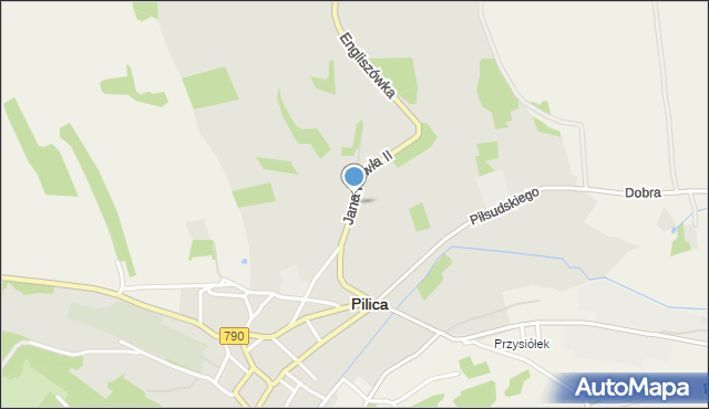Pilica powiat zawierciański, Jana Pawła II, mapa Pilica powiat zawierciański