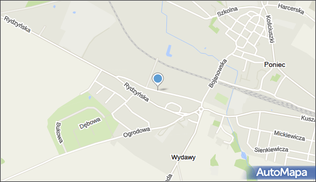 Poniec, Janiszewska, mapa Poniec