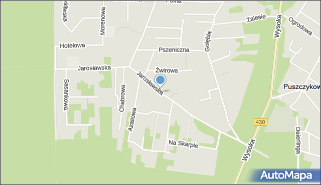 Puszczykowo powiat poznański, Jarosławska, mapa Puszczykowo powiat poznański