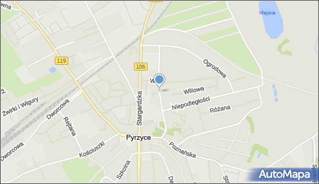 Pyrzyce, Jana Pawła II, mapa Pyrzyce