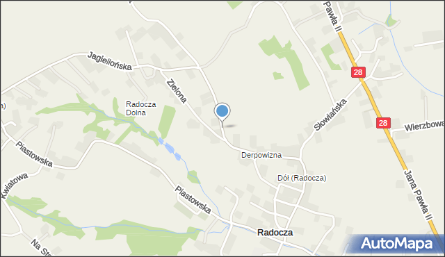 Radocza, Jagiellońska, mapa Radocza