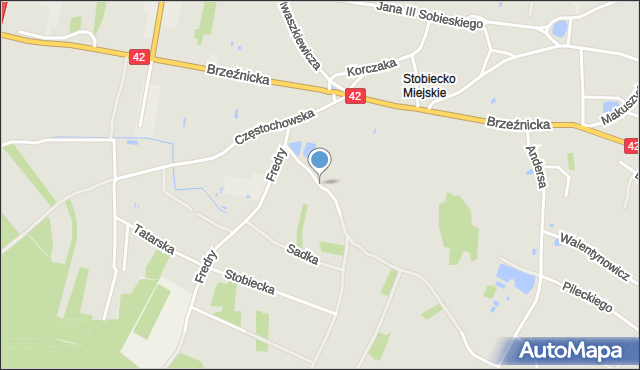 Radomsko, Jarzębinowa, mapa Radomsko