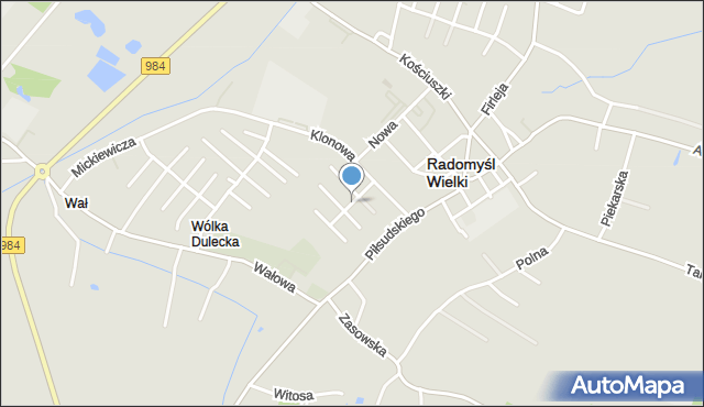 Radomyśl Wielki, Jarzębinowa, mapa Radomyśl Wielki