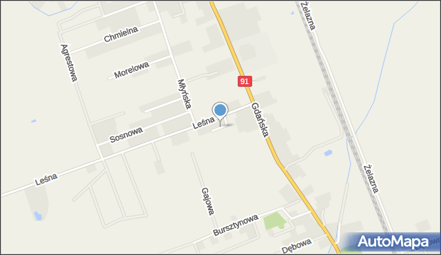 Różyny, Jagodowa, mapa Różyny