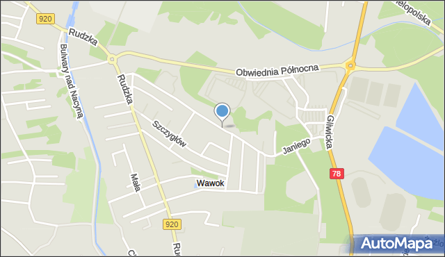 Rybnik, Janiego Leopolda, kpt., mapa Rybnika