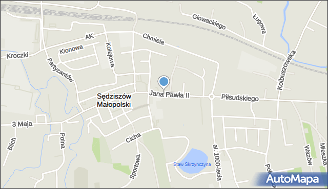 Sędziszów Małopolski, Jana Pawła II, mapa Sędziszów Małopolski