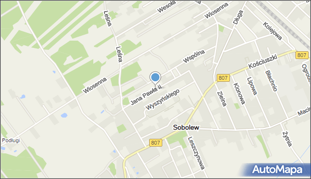 Sobolew powiat garwoliński, Jana Pawła II, mapa Sobolew powiat garwoliński