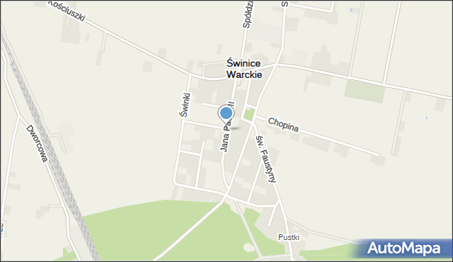 Świnice Warckie, Jana Pawła II, mapa Świnice Warckie