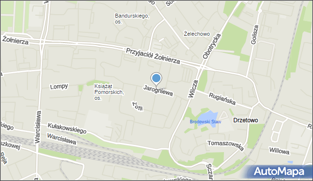 Szczecin, Jarogniewa, mapa Szczecina