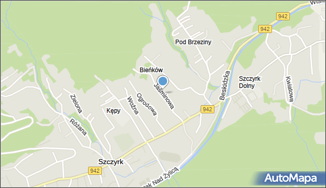Szczyrk, Jaśminowa, mapa Szczyrk