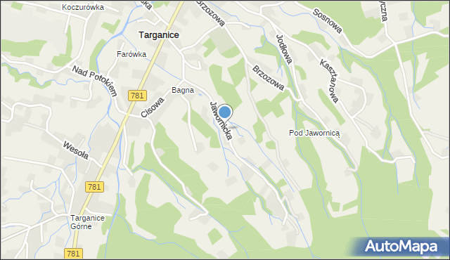 Targanice, Jawornicka, mapa Targanice