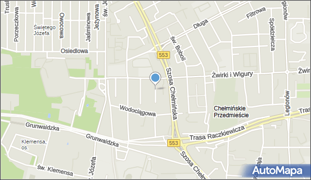 Toruń, Jaracza Stefana, mapa Torunia