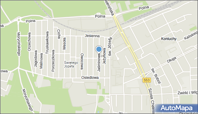 Toruń, Jaśminowa, mapa Torunia
