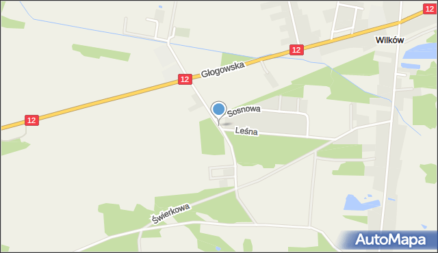 Wilków gmina Głogów, Jarzębinowa, mapa Wilków gmina Głogów