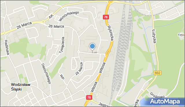 Wodzisław Śląski, Jana Pawła II, mapa Wodzisławia Śląskiego