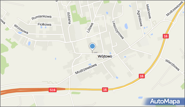 Wójtowo gmina Barczewo, Jaśminowa, mapa Wójtowo gmina Barczewo