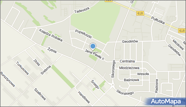 Wyszków, Jana Pawła II, mapa Wyszków