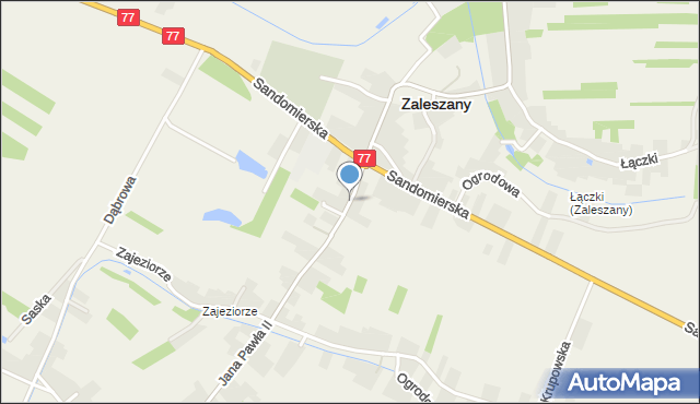 Zaleszany powiat stalowowolski, Jana Pawła II, mapa Zaleszany powiat stalowowolski