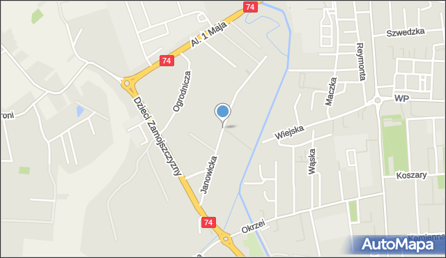 Zamość, Janowicka, mapa Zamościa