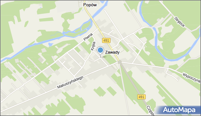Zawady gmina Popów, Jasna, mapa Zawady gmina Popów