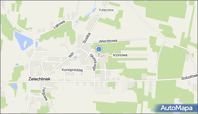 Żelechlinek, Jałowcowa, mapa Żelechlinek