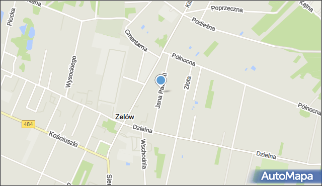Zelów, Jana Pawła II, mapa Zelów