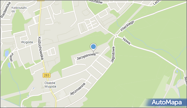 Zielona Góra, Jarzębinowa, mapa Zielona Góra