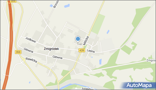 Żmigródek, Jagodowa, mapa Żmigródek