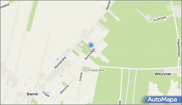 Biernik, Jeżynowa, mapa Biernik