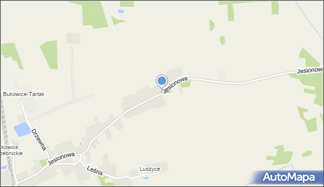 Bukowice gmina Krośnice, Jesionowa, mapa Bukowice gmina Krośnice
