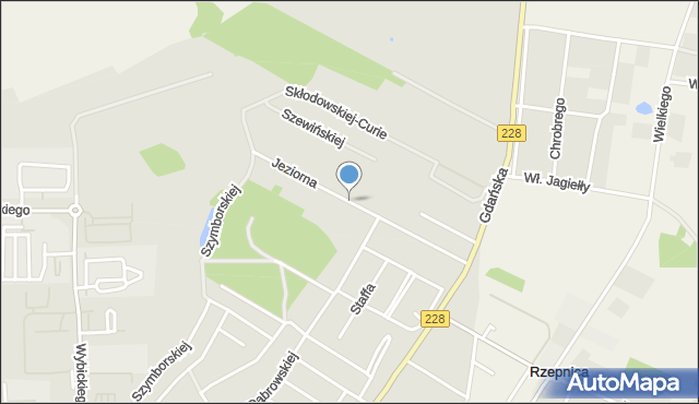 Bytów, Jeziorna, mapa Bytów