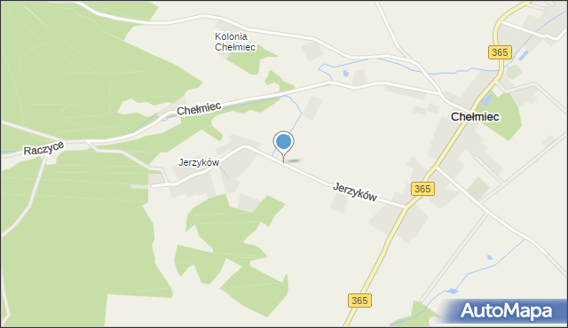 Chełmiec gmina Męcinka, Jerzyków, mapa Chełmiec gmina Męcinka