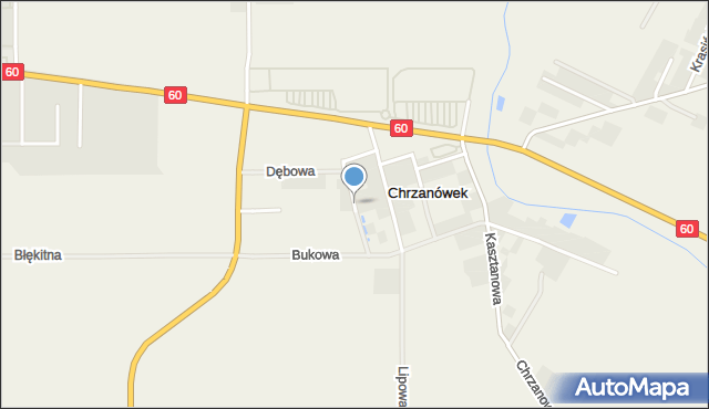 Chrzanówek gmina Opinogóra Górna, Jesionowa, mapa Chrzanówek gmina Opinogóra Górna