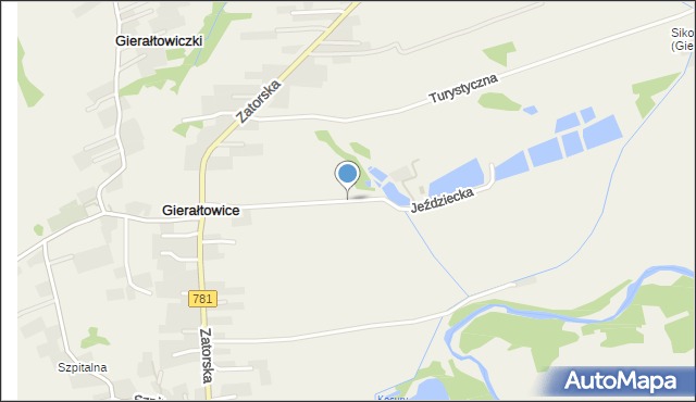 Gierałtowice gmina Wieprz, Jeździecka, mapa Gierałtowice gmina Wieprz