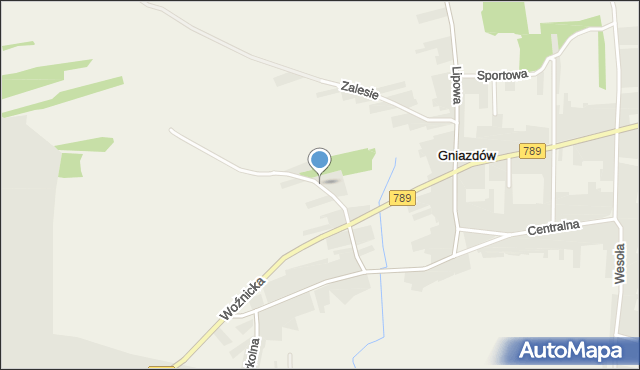 Gniazdów gmina Koziegłowy, Jesionowa, mapa Gniazdów gmina Koziegłowy