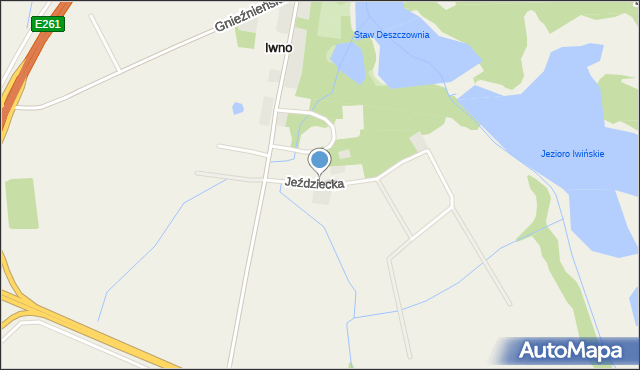 Iwno gmina Kostrzyn, Jeździecka, mapa Iwno gmina Kostrzyn